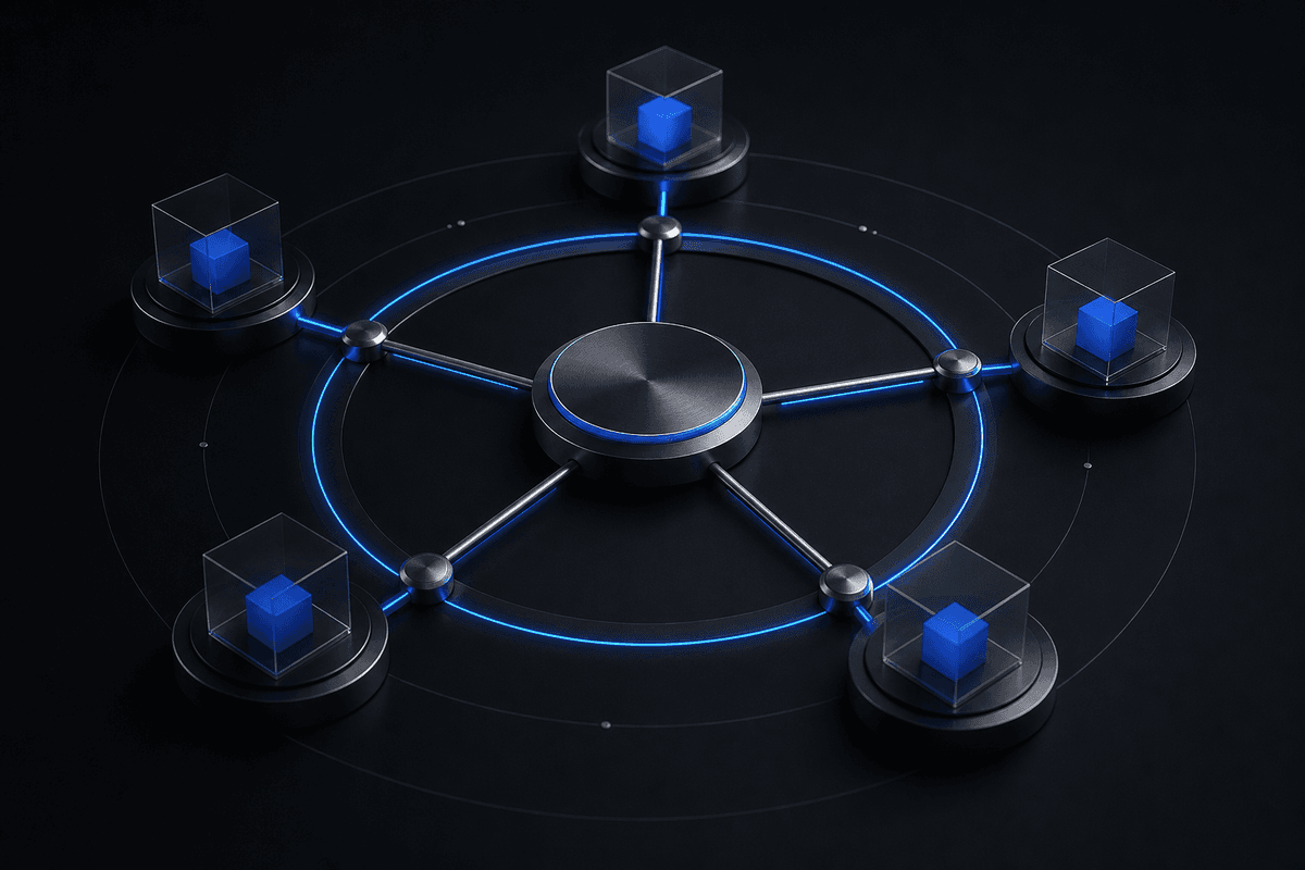 Synchronized enterprise teams connected through a shared operating network